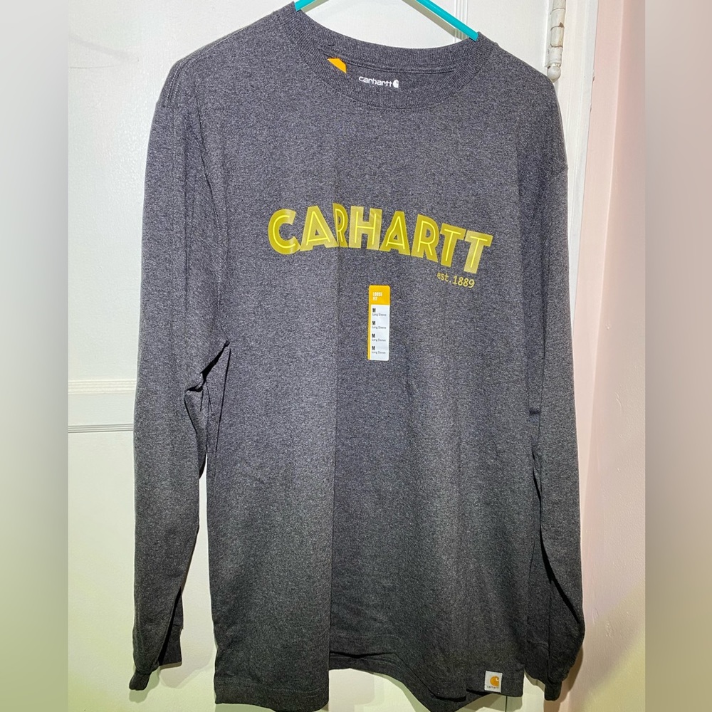 New Men’s Carhartt Loose Fit Heavyweight Long Sleeve- Gray- Size M- NWT!